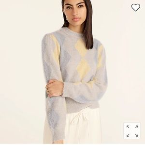 J. Crew Diamond-Checked Cropped Crewneck Sweater